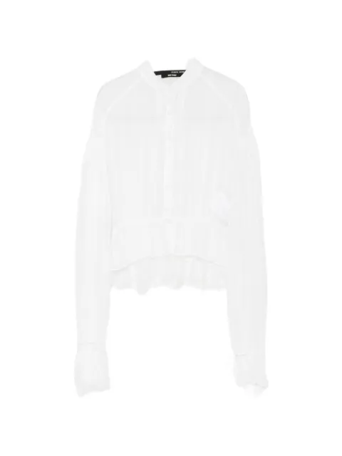 Isabel Benenato lace-trim cropped shirt White DW903F26
