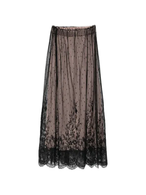 Isabel Benenato lace-overlay gathered maxi skirt Black DW84F26