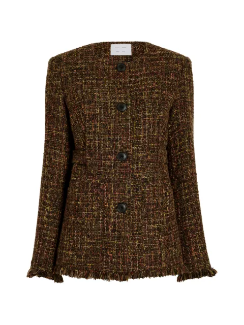 Proenza Schouler White Label Aurelia tweed long-sleeve jacket Brown WL2642195AY226