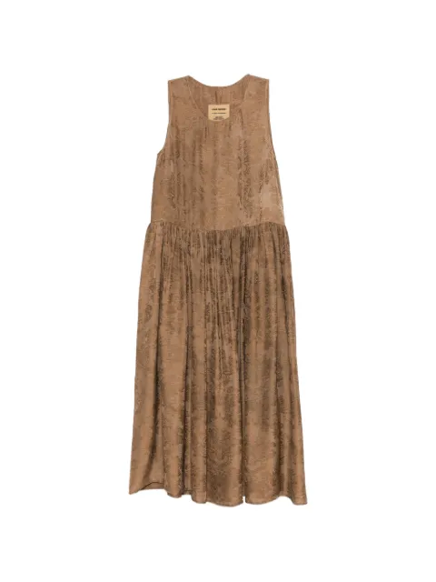 Uma Wang damask-pattern gathered dress Brown W6MUP5007