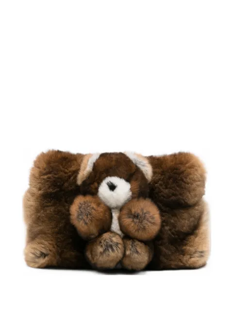 Anita Bilardi teddy-bear-motif faux-fur clutch bag Brown 0000000QNBEAR