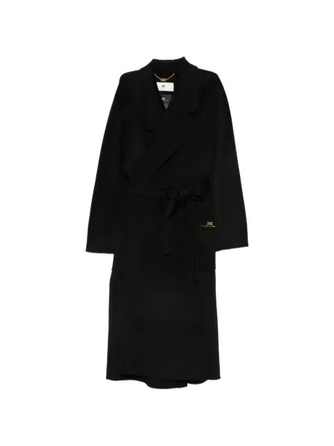 Elisabetta Franchi belted logo-plaque coat Black CP01D66E2