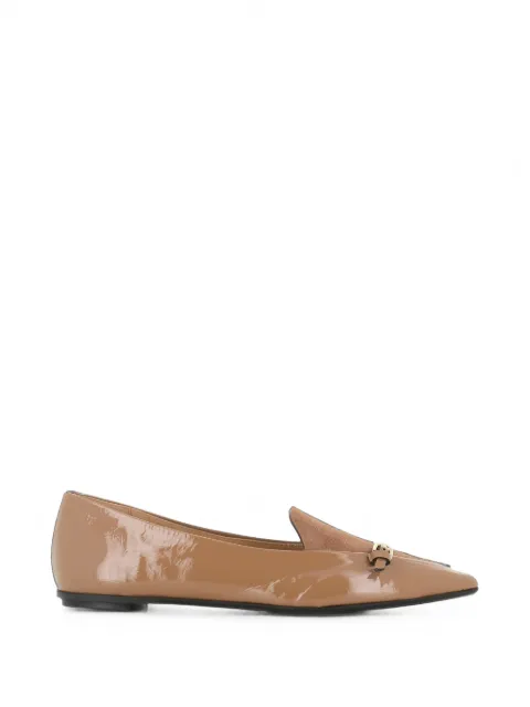 Del Carlo buckle-detail pointed-toe ballet flats Neutrals 12200BISCOTTO