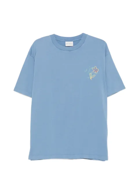 Drôle De Monsieur logo-print cotton T-shirt Blue LTS188CIO248LBE
