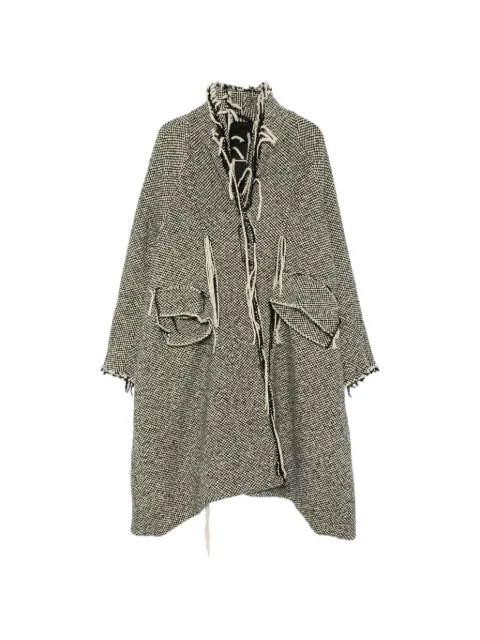 Rundholz check frayed-edge coat Black 2262051206