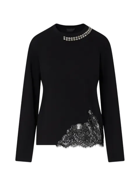 LIU JO T-shirt with lace and jewel embellishments Black CF6238JS088