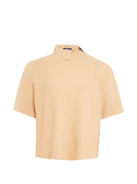 A.W.A.K.E. Mode Rugby asymmetric-collar short-sleeve top Neutrals SS26KT03VY01CAMEL