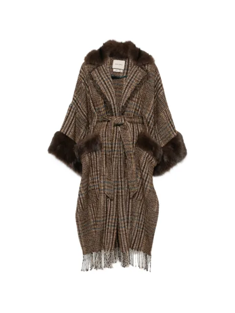 FRONT STREET 8 check-pattern faux-fur-trim jacket Brown 38333