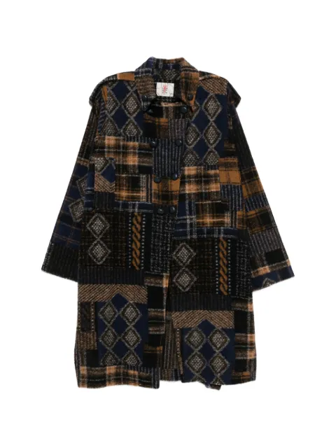 Bye patchwork check-pattern coat Blue 6WBDB5I771S