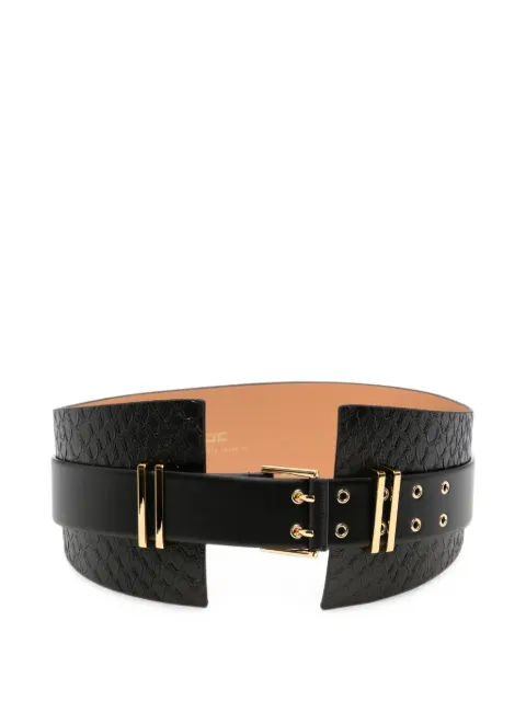 Elisabetta Franchi snake-effect buckled belt Black CT32S67E2