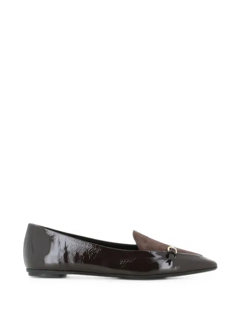 Del Carlo pointed-toe buckled ballet flats Brown 12200PEPE