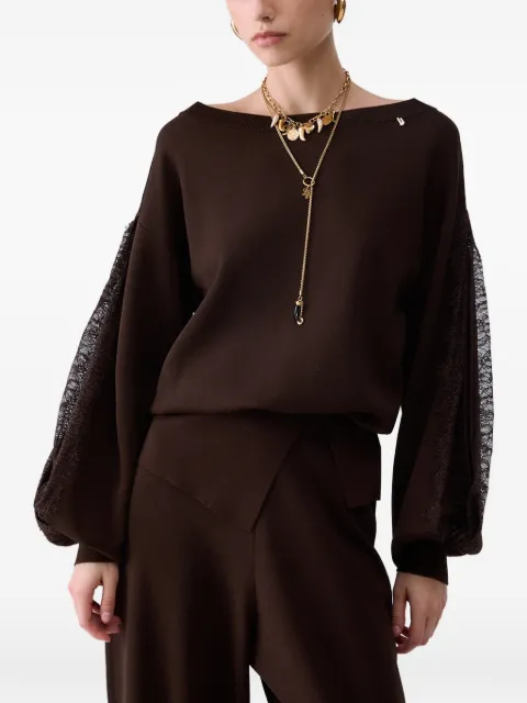 LIU JO sweater with lace inserts Brown CF6264MS55N