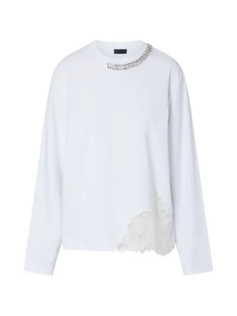 LIU JO T-shirt with lace and jewel embellishments White CF6238JS088