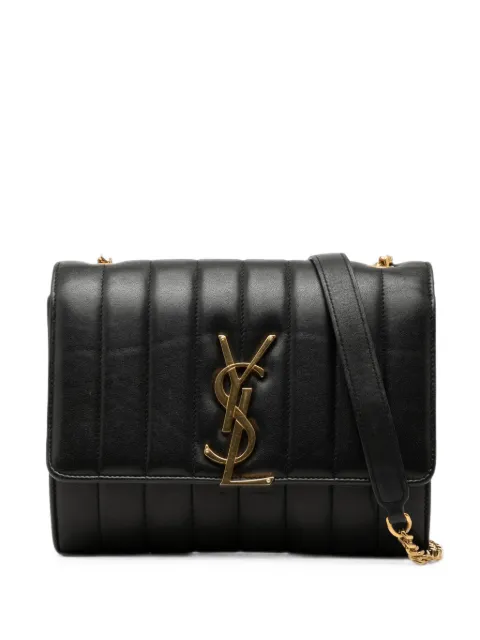 Saint Laurent Pre-Owned 2018-2020 Matelasse Lambskin Monogram Vicky Chain Wallet crossbody bag Black 7B39BTV32TP7LWUA