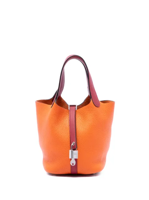 Hermès Pre-Owned 2016 Bicolor Clemence and Swift Picotin Lock 18 handbag Orange QZ0B9LIBAXJAOT5X
