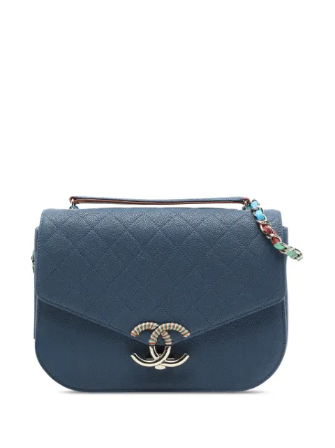 CHANEL Pre-Owned 2016-2017 Small Caviar Paris Cuba Thread Around Flap satchel Blue L3B2VOCK8SNPI7DB