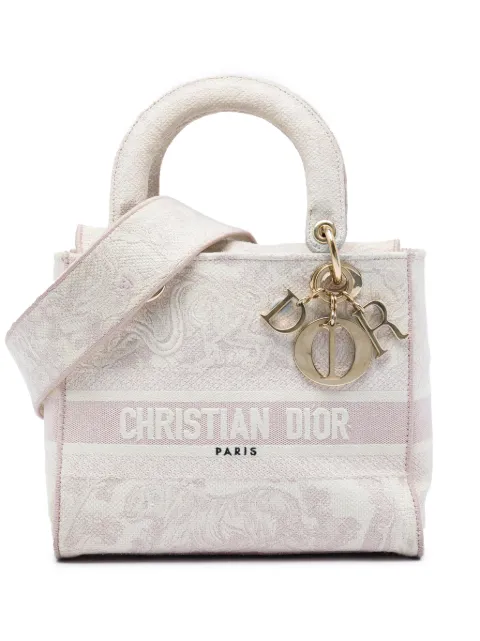 Christian Dior Pre-Owned 2022 Medium Embroidered Canvas Toile De Jouy Lady D Lite satchel Pink QGJ0TVKVB0USKKMY
