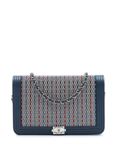 CHANEL Pre-Owned 2016-2017 Crystal Embellished Lambskin Boy Wallet On Chain crossbody bag Blue M69QLPWRPE9XFIXK