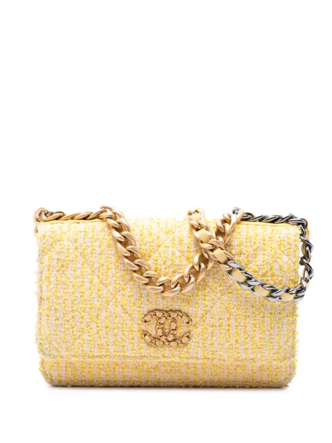 CHANEL Pre-Owned 2021 Tweed 19 Wallet On Chain satchel Yellow M379EEVMN20DM58P