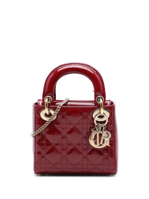 Christian Dior Pre-Owned 2017 Mini Patent Cannage Lady Dior satchel Red DM40UROHANF7Z1J8
