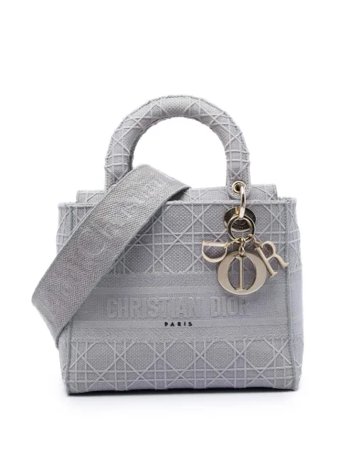 Christian Dior Pre-Owned 2020 Medium Embroidered Canvas Cannage Lady D Lite satchel Grey C215F3PD31SFNQL2