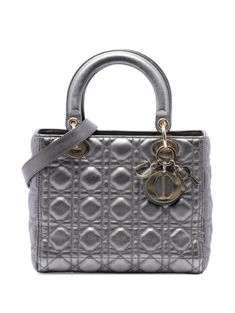 Christian Dior Pre-Owned 2019 Medium Metallic Lambskin Cannage Lady Dior satchel Silver 87E2JSX3CHB6FKJ3