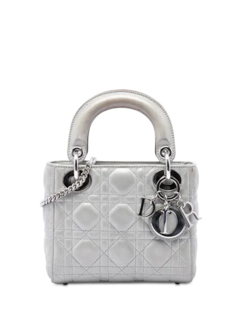 Christian Dior Pre-Owned 2015 Mini Iridescent Lambskin Cannage Lady Dior satchel Silver ALGCWV989Y5X8VLG
