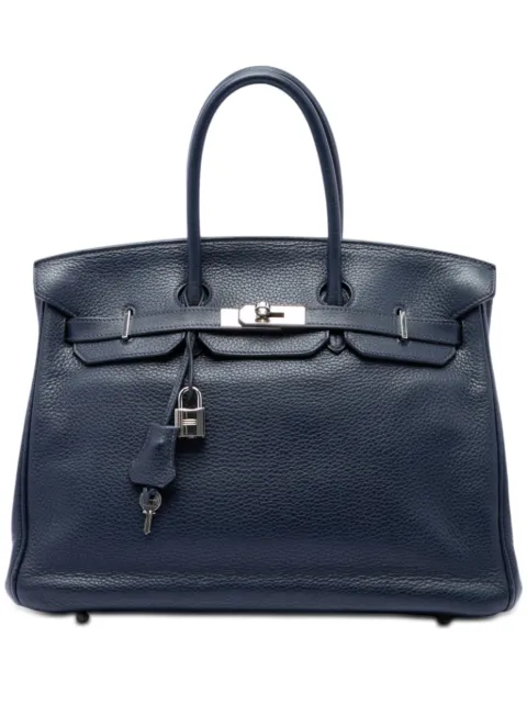 Hermès Pre-Owned 1997-2014 Togo Birkin Retourne 35 handbag Blue 9RHG6LLADJ3EOO9A