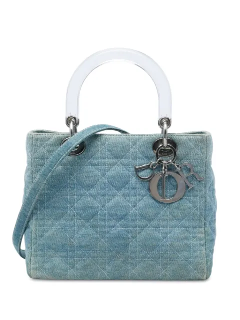 Christian Dior Pre-Owned 1999 Medium Denim Cannage Acrylic Handles Lady Dior satchel Blue 1YWVSWNWP3TWKIAF