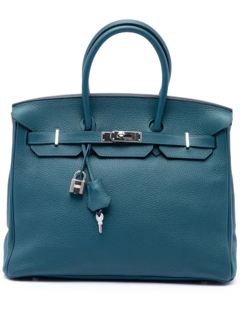 Hermès Pre-Owned 2014 Clemence Birkin Retourne 35 handbag Blue 011PHJQ7342TQY26