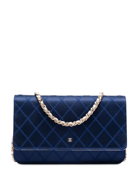 CHANEL Pre-Owned 2011 CC Satin Diamond Stitch Wallet On Chain crossbody bag Blue 168VQPNXZE44X5PV