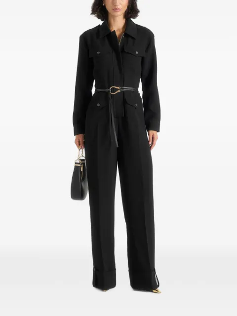 Manière De Voir Ruby in black tailored crepe belted utility jumpsuit Black WMN4634