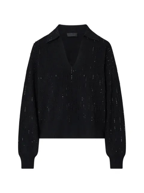 LIU JO sweater with jewel embroidery Black CF6161MS99E