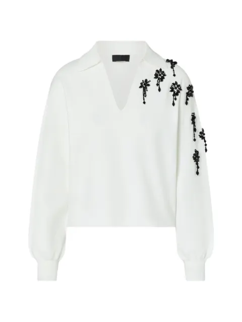 LIU JO sweater with jewel-embroidery White CF6161MS99E