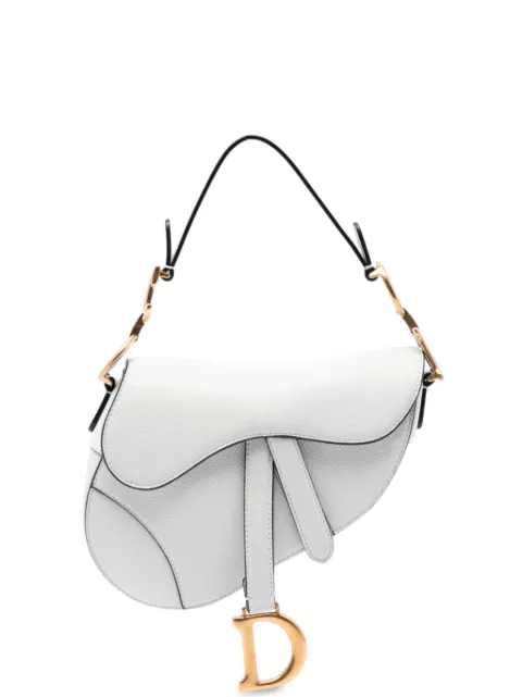 Christian Dior Pre-Owned 2020 Mini Grained Calfskin Saddle Bag satchel White ZV66KHPK1AVSUGXK