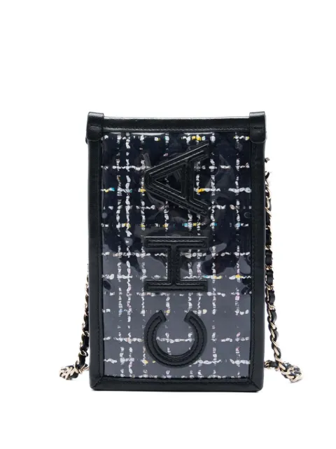 CHANEL Pre-Owned 2019 Tweed and PVC Phone Pouch with Chain crossbody bag Black U1ZVQT9HIST8PVE1