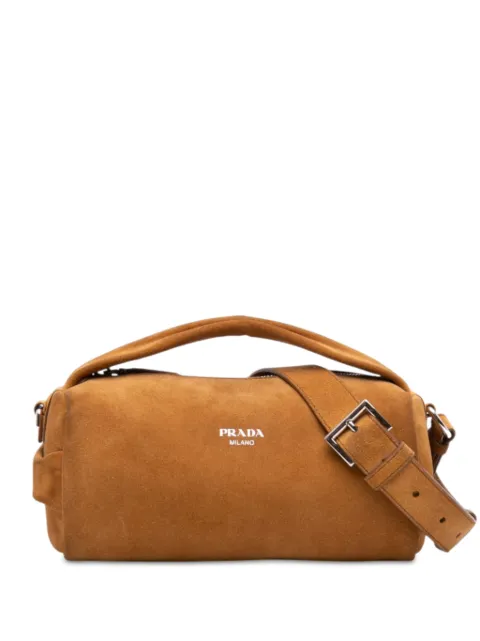 Prada Pre-Owned 2013-2026 Suede Top Handle satchel Brown PM41BQWAV6N1DN5N