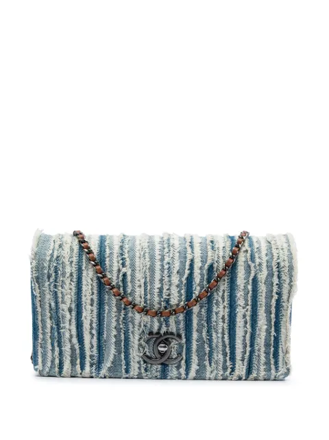 CHANEL Pre-Owned 2014-2015 CC Denim Fringe Single Flap crossbody bag Blue 66R3UW8F94GTRL70