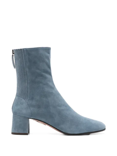 Aquazzura Saint Honore suede rear-zip ankle boots Blue SHOMIDB0SUECHB