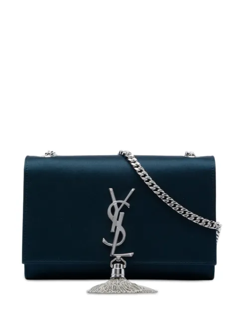 Saint Laurent Pre-Owned 2017 Small Satin Monogram Kate Tassel crossbody bag Blue TPVNEOUMNVCFHASZ