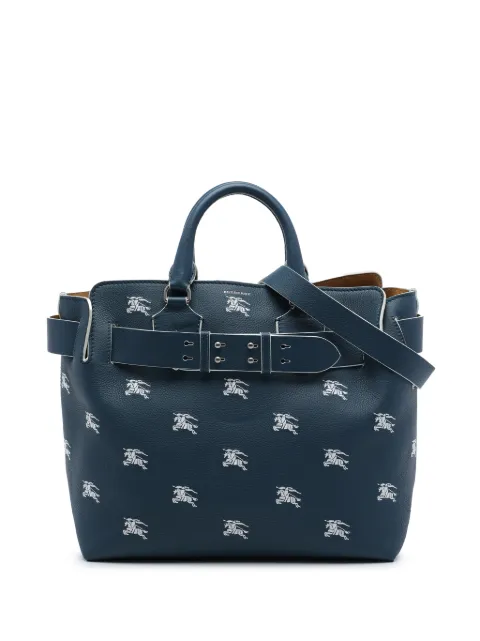 Burberry Pre-Owned 2018 Medium Grained Calfskin Embroidered Equestrian Knight Marais Belt Bag satchel Blue RP70U9CV5IEBKGD7