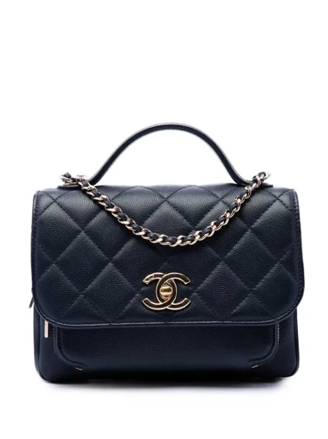 CHANEL Pre-Owned 2019 Mini Quilted Caviar Business Affinity Top Handle Flap satchel Blue R6JW4WFTRV0MRAEJ
