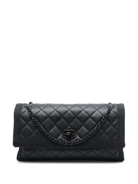 CHANEL Pre-Owned 2015-2016 CC Quilted Lambskin and Grosgrain So Black Flap shoulder bag Black FMZYLGPV776RJG7Y