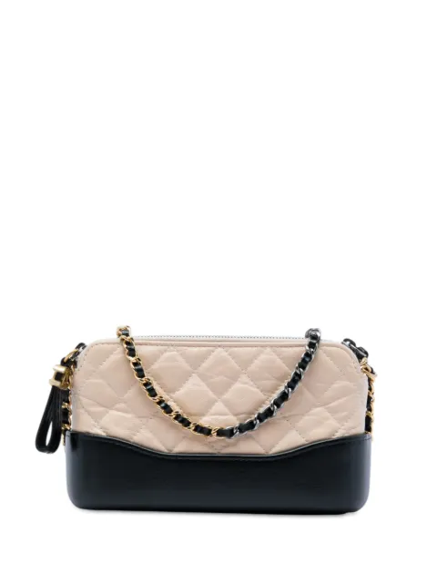 CHANEL Pre-Owned 2018 Bicolor Aged Calfskin Gabrielle Double Zip Clutch with Chain crossbody bag Neutrals QEVX763V1UMAUFEC