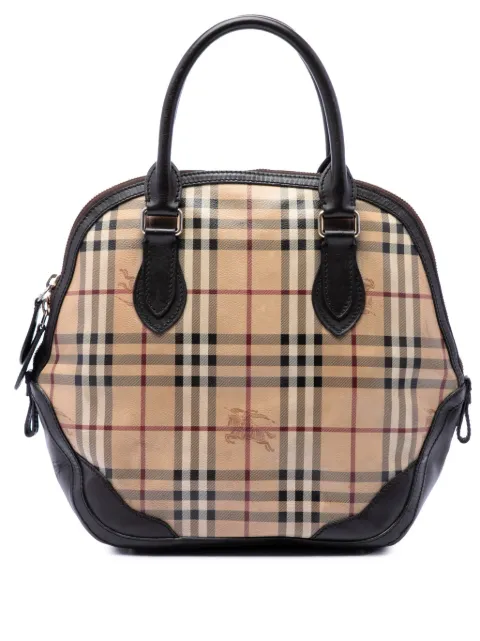 Burberry Pre-Owned 2000-2017 Medium Haymarket Check Coated Canvas Orchard Bowling Bag satchel Neutrals F9P9GFB25509P9KM