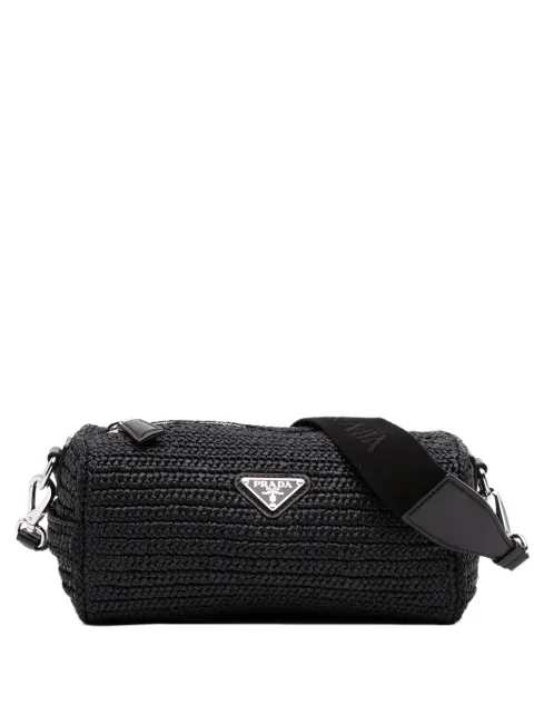 Prada Pre-Owned 2021-2026 Raffia Effect Crochet crossbody bag Black PSF8ZIPMZSKW9SZX