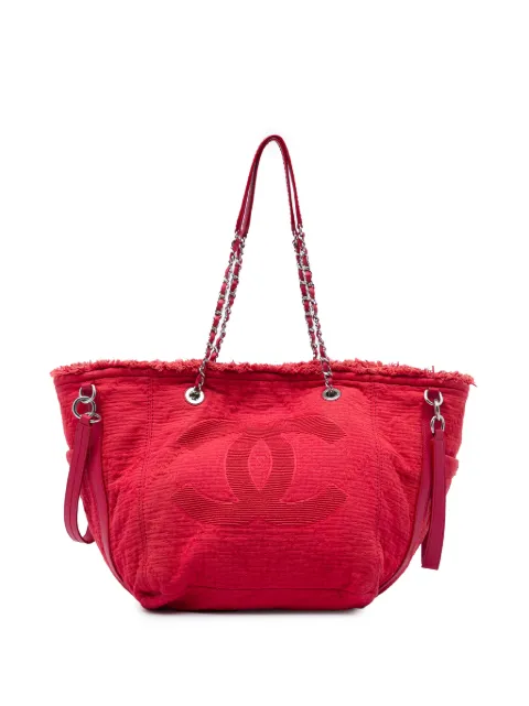 CHANEL Pre-Owned 2019 CC Fringe Canvas tote bag Red N7GYODP5073MT6H4