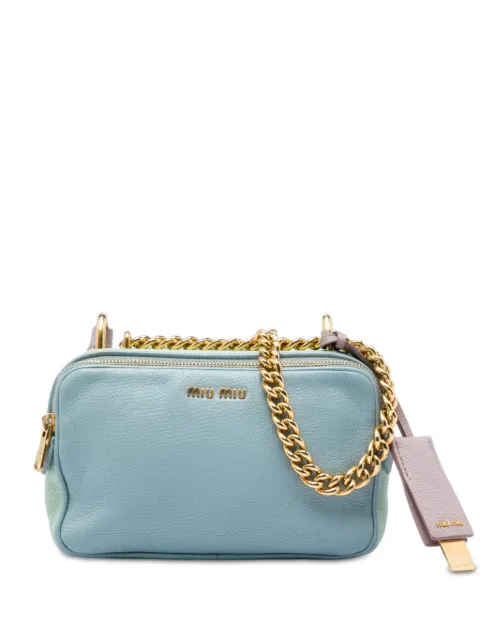 Miu Miu Pre-Owned 2010-2026 Tricolor Goatskin Madras Double Zip Camera Bag crossbody bag Blue IJSM1IAYJ09FYQHB