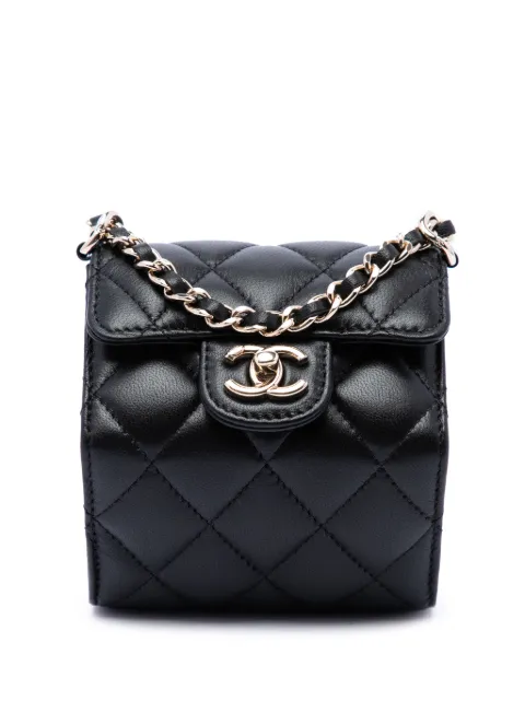 CHANEL Pre-Owned 2021-2026 CC Quilted Lambskin Foldable Jewelry Box with Chain crossbody bag Black OE27GANG5LR5AXIQ