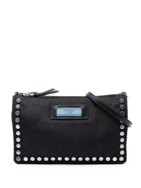 Prada Pre-Owned 1990-2010 Tessuto Studded Etiquette shoulder bag Black NMZ01J36XON9D5H2